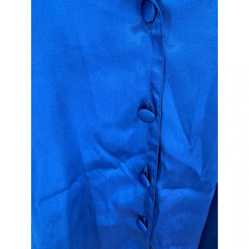 Frederick's of Hollywood 3X Cobalt Blue Satin Pajama Set Wide Leg Lounge Y2K